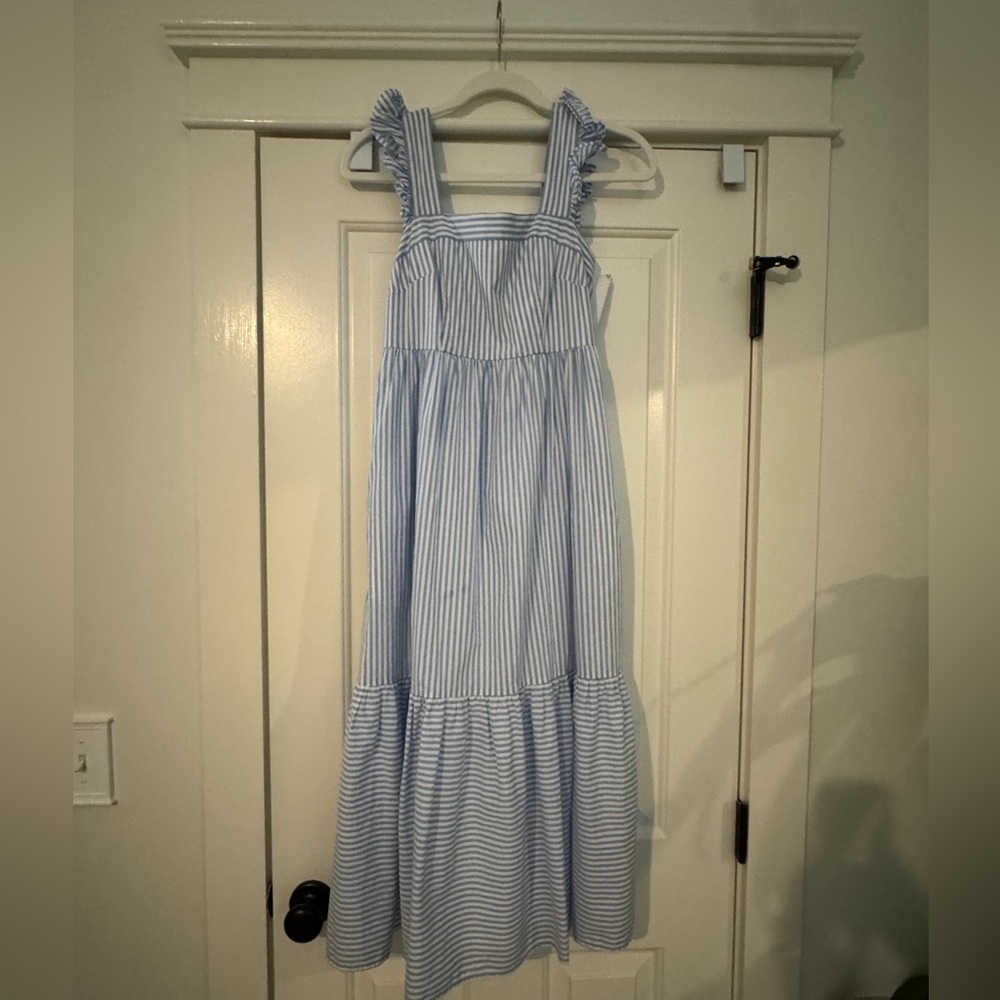 Gal meets glam Jasmine blue and white striped midi dress